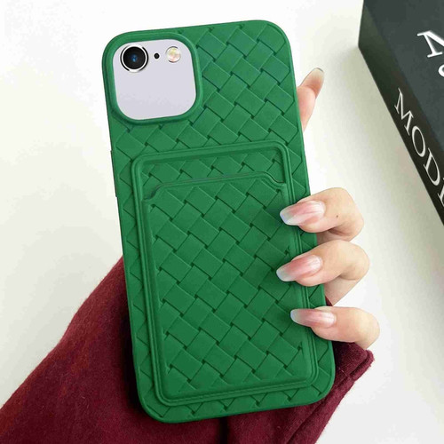 iPhone SE 2022 / SE 2020 / 8 / 7 Weave Texture Card Slot Skin Feel Phone Case - Green