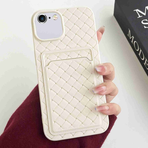 iPhone SE 2022 / SE 2020 / 8 / 7 Weave Texture Card Slot Skin Feel Phone Case - White