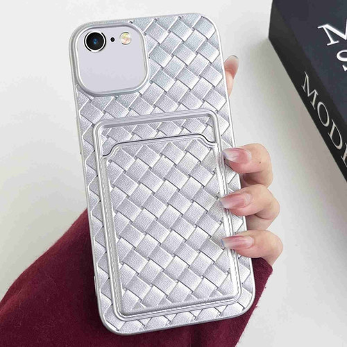 iPhone SE 2022 / SE 2020 / 8 / 7 Weave Texture Card Slot Skin Feel Phone Case - Silver