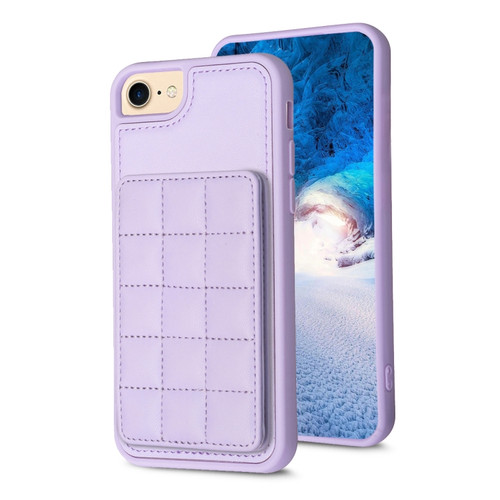 iPhone SE 2022 / SE 2020 / 8 / 7 Grid Card Slot Holder Phone Case - Light Purple