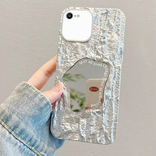 iPhone SE 2022 /2020 / 8 / 7 Embossed Rock Texture Mirror TPU Phone Case - Space Silver