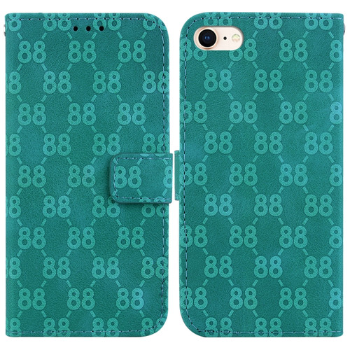 iPhone SE 2022 / 2020 / 8 / 7 Double 8-shaped Embossed Leather Phone Case - Green