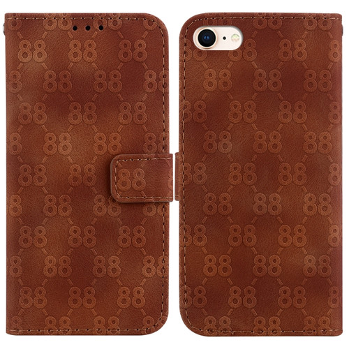 iPhone SE 2022 / 2020 / 8 / 7 Double 8-shaped Embossed Leather Phone Case - Brown