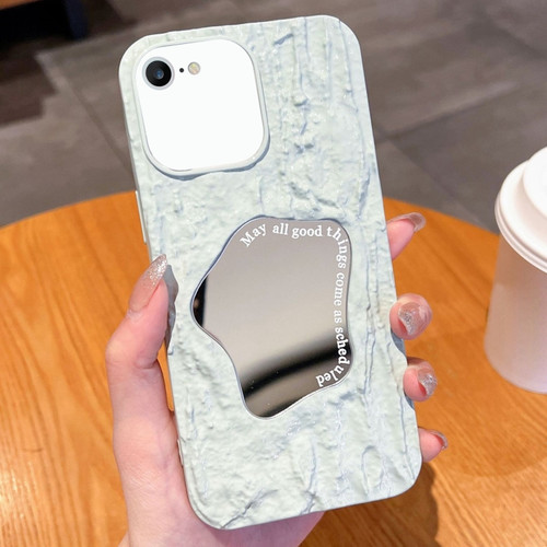 iPhone SE 2022 /2020 / 8 / 7 Embossed Rock Texture Mirror TPU Phone Case - Milk Green