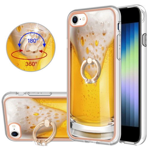 iPhone SE 2022 / SE 2020 / 8 Electroplating Dual-side IMD Phone Case with Ring Holder - Draft Beer