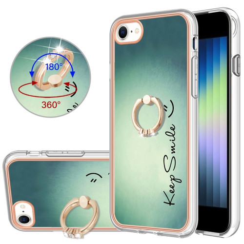 iPhone SE 2022 / SE 2020 / 8 Electroplating Dual-side IMD Phone Case with Ring Holder - Smile