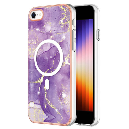iPhone 8 / SE 2022 / 2020 Marble Pattern Dual-side IMD Magsafe TPU Phone Case - Purple 002