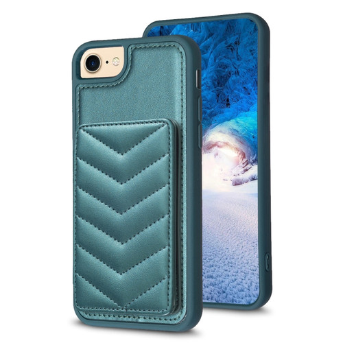 iPhone SE 2022 / 2020 / 8 / 7 BF26 Wave Pattern Card Bag Holder Phone Case - Green