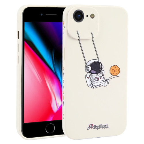 iPhone SE 2022 / SE 2020 / 8 / 7 Astronaut Swinging Pattern TPU Phone Case - White