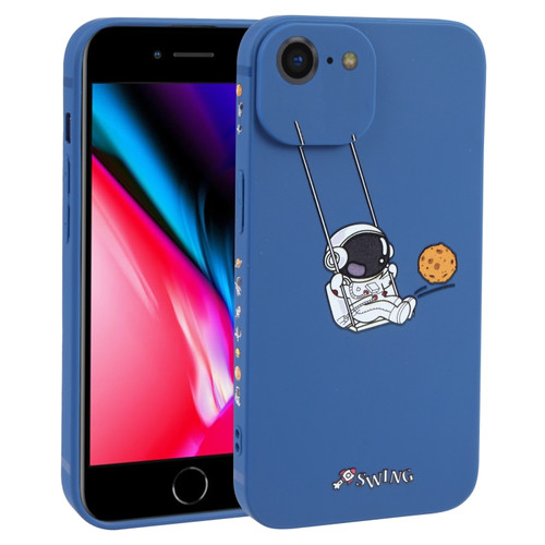 iPhone SE 2022 / SE 2020 / 8 / 7 Astronaut Swinging Pattern TPU Phone Case - Blue