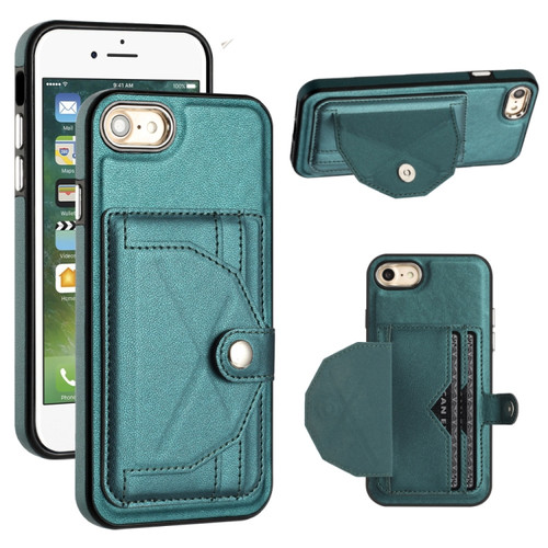 iPhone SE 2022/SE 2020/6/7/8 Shockproof Leather Phone Case with Card Holder - Green