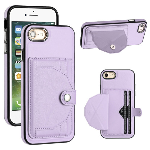 iPhone SE 2022/SE 2020/6/7/8 Shockproof Leather Phone Case with Card Holder - Purple