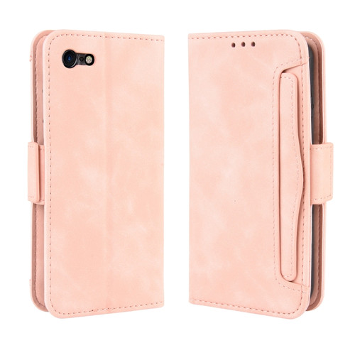 iPhone SE 2022 / SE 2020 Wallet Style Skin Feel Calf Pattern Leather Case ，with Separate Card Slot - Pink