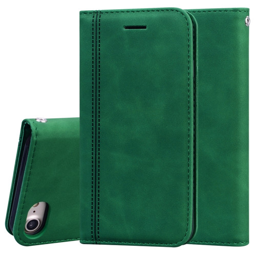 iPhone SE 2022 / SE 2020 / 8 / 7 Frosted Business Magnetic Horizontal Flip PU Leather Case with Holder & Card Slot & Lanyard - Green