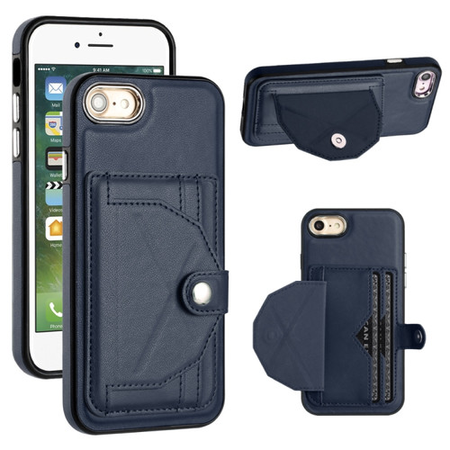 iPhone SE 2022/SE 2020/6/7/8 Shockproof Leather Phone Case with Card Holder - Blue