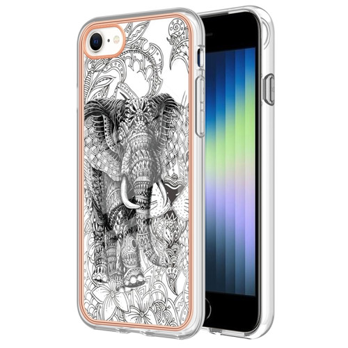 iPhone SE 2022 / SE 2020 / 8 / 7 Electroplating Marble Dual-side IMD Phone Case - Totem Elephant