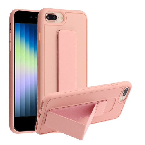 iPhone SE 2022 / SE 2020 / 8 / 7 Shockproof PC + TPU Protective Case with Wristband & Holder - Pink