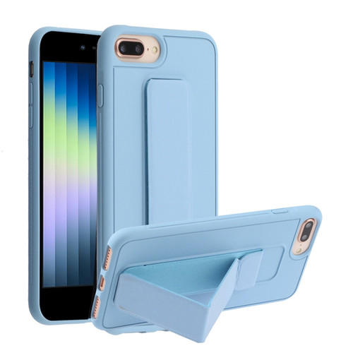 iPhone SE 2022 / SE 2020 / 8 / 7 Shockproof PC + TPU Protective Case with Wristband & Holder - Light Blue