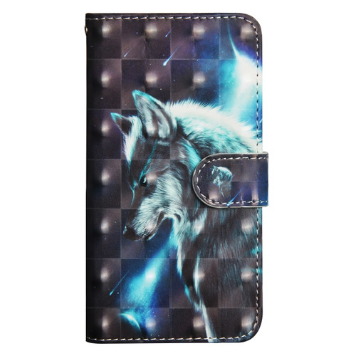 iPhone SE 2022 / SE 2020 / 8 / 7 3D Painting Pattern Horizontal Flip TPU + PU Leather Case with Holder & Card Slots & Wallet - Wolf