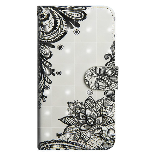 iPhone SE 2022 / SE 2020 / 8 / 7 3D Painting Pattern Horizontal Flip TPU + PU Leather Case with Holder & Card Slots & Wallet - Black Flower