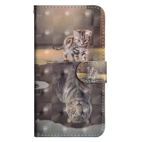 iPhone SE 2022 / SE 2020 / 8 / 7 3D Painting Pattern Horizontal Flip TPU + PU Leather Case with Holder & Card Slots & Wallet - Cat Tiger