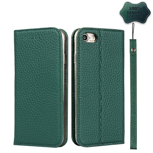 iPhone SE 2022 / SE 2020 / 8 / 7 Litchi Genuine Leather Phone Case - Green