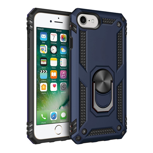 iPhone SE 2022 / SE 2020 Shockproof TPU + PC Protective Case with 360 Degree Rotating Holder - Blue
