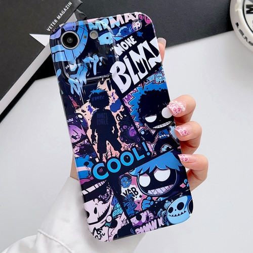 iPhone SE 2022 / 2020 / 8 / 7 Painted Pattern Precise Hole PC Phone Case - Purple Comics