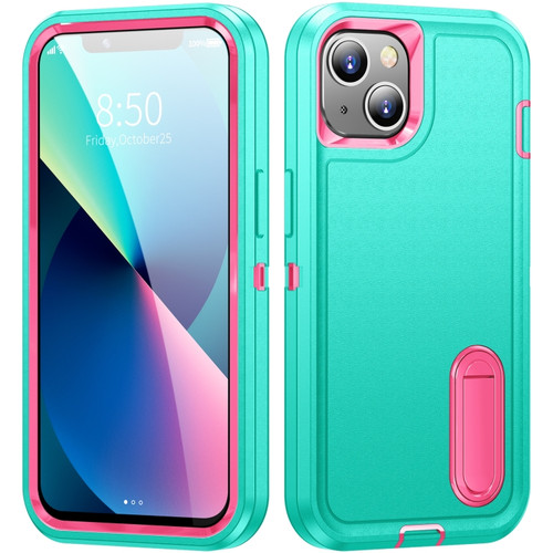 iPhone 13 mini 3 in 1 Rugged Holder Phone Case - Blue + Pink