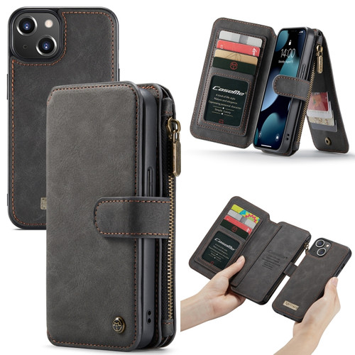 iPhone 13 mini CaseMe 007 Multifunctional Detachable Billfold Phone Leather Case - Black