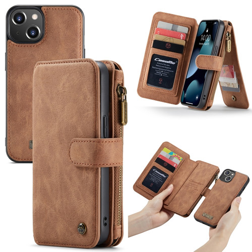 iPhone 13 mini CaseMe 007 Multifunctional Detachable Billfold Phone Leather Case - Brown