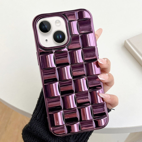 iPhone 13 mini 3D Cube Weave Texture Electroplating Phone Case - Purple