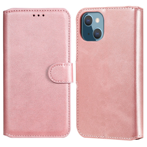 iPhone 13 mini Classic Calf Texture PU + TPU Horizontal Flip Leather Case with Holder & Card Slots & Wallet - Rose Gold