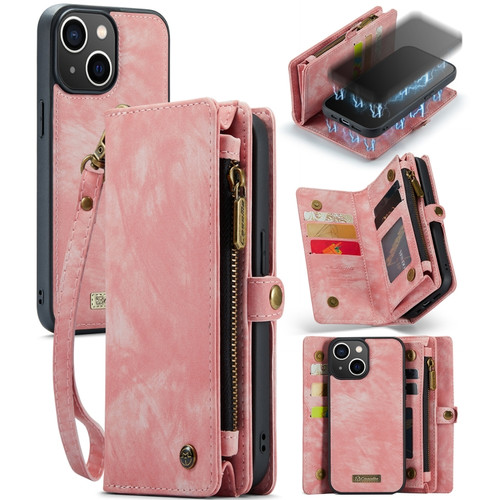 iPhone 13 mini CaseMe-008 Detachable Multifunctional Horizontal Flip Leather Case - Pink