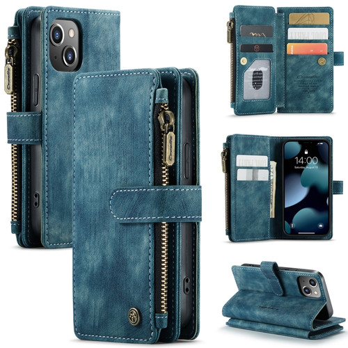 iPhone 13 mini CaseMe-C30 PU + TPU Multifunctional Horizontal Flip Leather Case with Holder & Card Slot & Wallet & Zipper Pocket - Blue