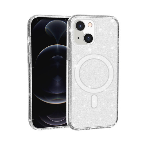 iPhone 13 mini Terminator Style Glitter Powder MagSafe Magnetic Phone Case - White