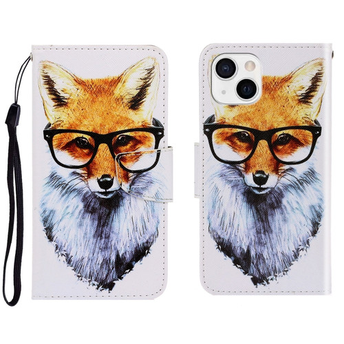 iPhone 13 mini 3D Colored Drawing Horizontal Flip Leather Phone Case - Fox