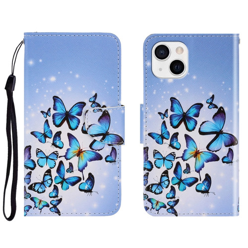 iPhone 13 mini 3D Colored Drawing Horizontal Flip Leather Phone Case - Multiple Butterflies