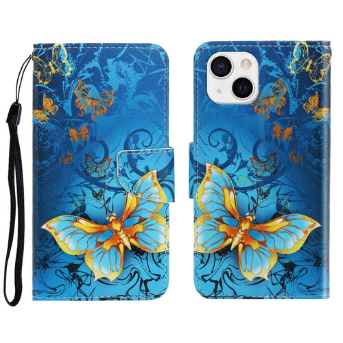 iPhone 13 mini 3D Colored Drawing Horizontal Flip Leather Phone Case - Jade Butterfly