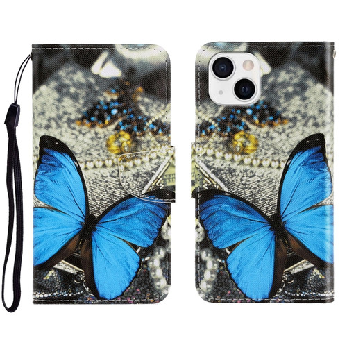 iPhone 13 mini 3D Colored Drawing Horizontal Flip Leather Phone Case - A Butterfly