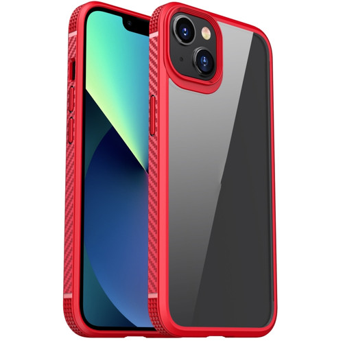 iPhone 13 mini MG Series Carbon Fiber TPU + Clear PC Four-corner Airbag Shockproof Case - Red