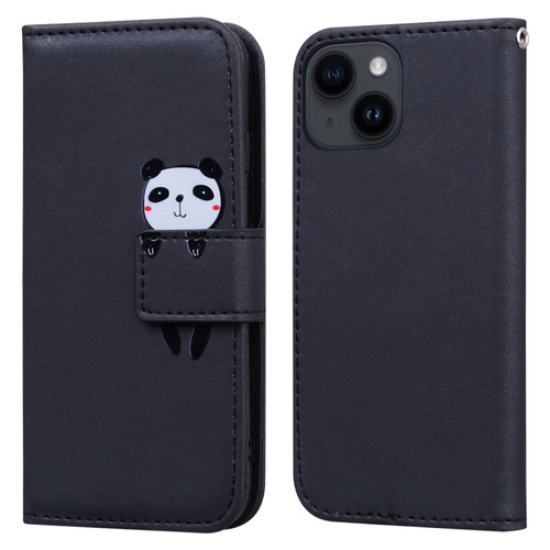 iPhone 13 mini Cartoon Buckle Horizontal Flip Leather Phone Case - Black