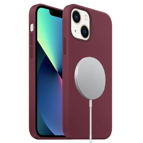 iPhone 13 mini MagSafe Liquid Silicone Full Coverage Phone Case - Wine Red