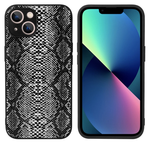 iPhone 13 mini Leather Back Phone Case - Snakeskin Print