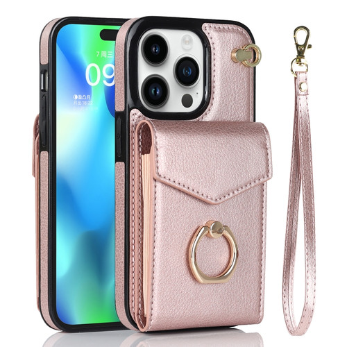 iPhone 13 mini Anti-theft RFID Card Slot Phone Case - Rose Gold