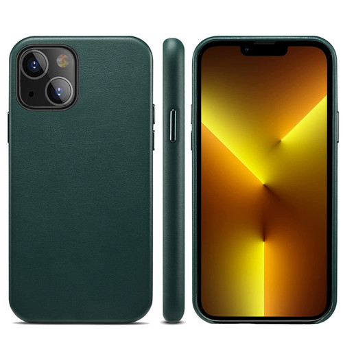 iPhone 13 mini Lamb Grain PU Back Cover Phone Case - Dark Green