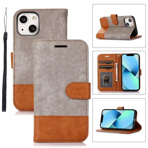 iPhone 13 mini Splicing Leather Phone Case - Grey