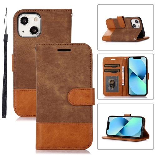 iPhone 13 mini Splicing Leather Phone Case - Brown