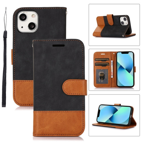 iPhone 13 mini Splicing Leather Phone Case - Black