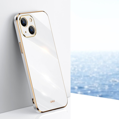 iPhone 13 mini XINLI Straight 6D Plating Gold Edge TPU Shockproof Case - White